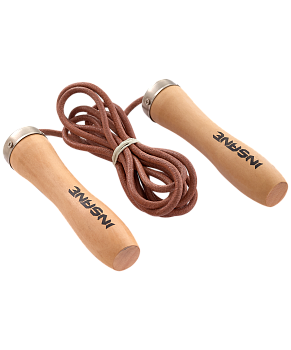 Скакалка с деревянными ручками IN22-JR500, кожа, коричневый, 2,8 м