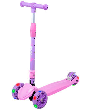 БЕЗ УПАКОВКИ Самокат 3-колесный Bunny, 135/90 мм, розовый/фиолетовый